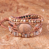 3 Strands Wrap Bracelet Natural Stones Charm Jewelry