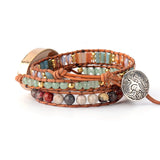 Women's Crystal Charm Wrap Bracelet Bohemian Leather Jewelry