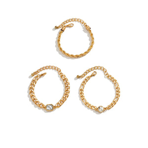 Women's Metal Overlapping Fried Dough Twist Chain Bracelet