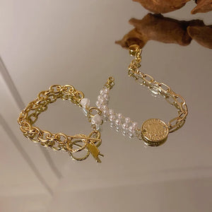 Geometry Pearl Portrait Bracelet for Women