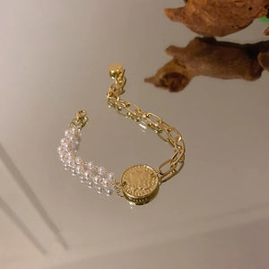 Geometry Pearl Portrait Bracelet for Women