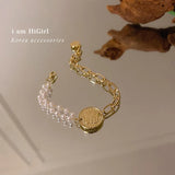 Geometry Pearl Portrait Bracelet for Women