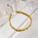 Women's Titanium Steel Square Bead Bracelet Minimalist Jewelry Gift