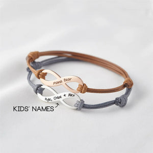 Personalized Infinity Symbol Bracelet Stainless Steel Rope Engraved Name