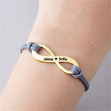 Personalized Infinity Symbol Bracelet Stainless Steel Engraved N