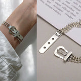 Women's Sterling Silver Belt Buckle Bracelet