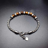 Bracelet homme men stainless steel stone beaded bracelets