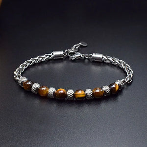 Bracelet homme men stainless steel stone beaded bracelets