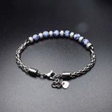 Bracelet homme men stainless steel stone beaded bracelets