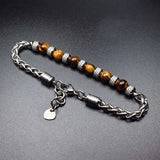 Bracelet homme men stainless steel stone beaded bracelets