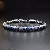 Bracelet homme men stainless steel stone beaded bracelets