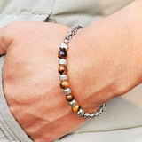 Bracelet homme men stainless steel stone beaded bracelets