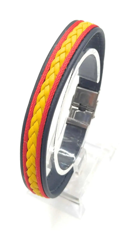 Braided Leather Bracelet Spain Flag