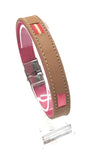 Brown & Pink Capote Flag Spain Leather Bracelet