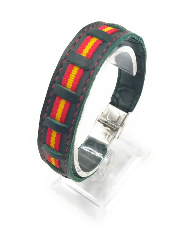 Spain Flag Leather Bracelet