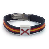 Leather Bracelet Cross Spain Flag Burgundy