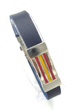 Wide Flag Bracelet Metal Leather Band