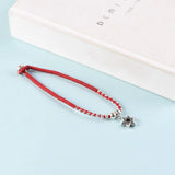925 Silver Red Rope Anklet Hexagram Charm 3mm Beads