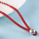 925 Silver Red Rope Anklet Hexagram Charm 3mm Beads