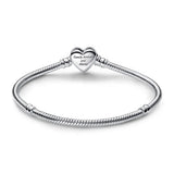 925 Silver Sparkling Infinity Heart Clasp Chain Bracelet