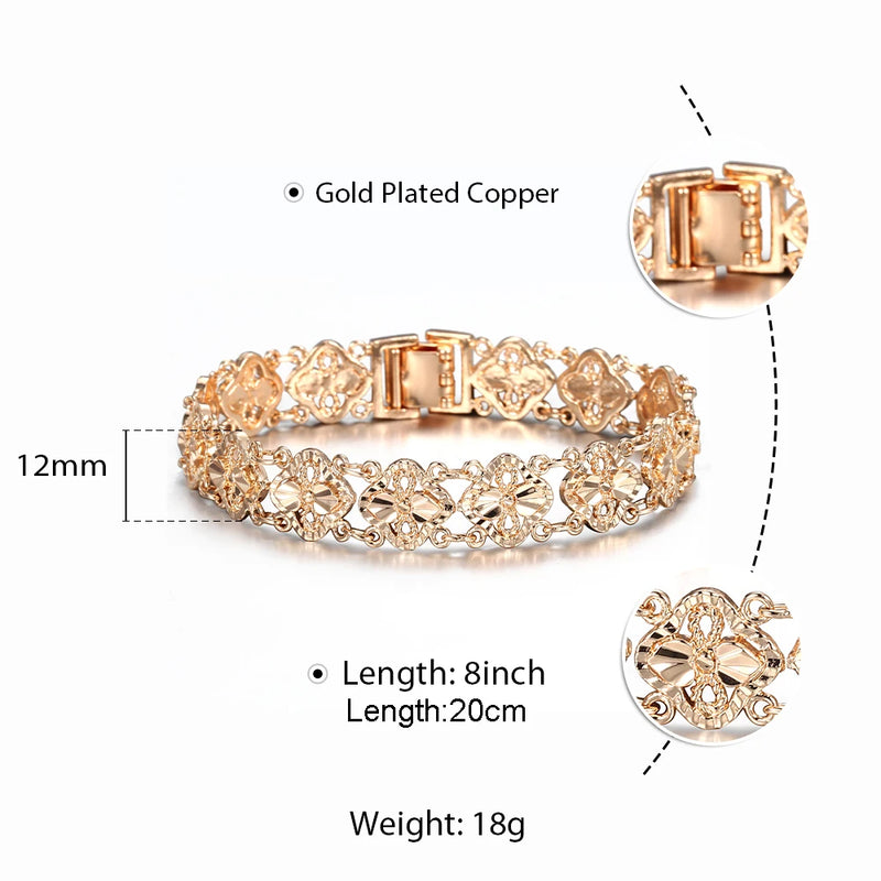 Rose Cut Out Flower Vine Oval Bangle Bracelet for Women