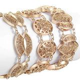 Rose Cut Out Flower Vine Oval Bangle Bracelet for Women