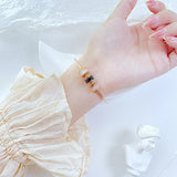 Stainless Steel Japanese Style Bangle with Artificial Gem