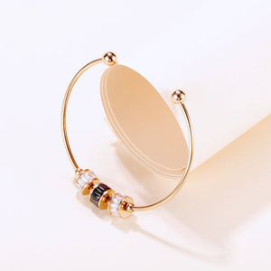 Stainless Steel Japanese Style Bangle with Artificial Gem