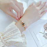 Stainless Steel Japanese Style Bangle with Artificial Gem