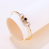 Stainless Steel Japanese Style Bangle with Artificial Gem
