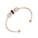 Stainless Steel Japanese Style Bangle with Artificial Gem