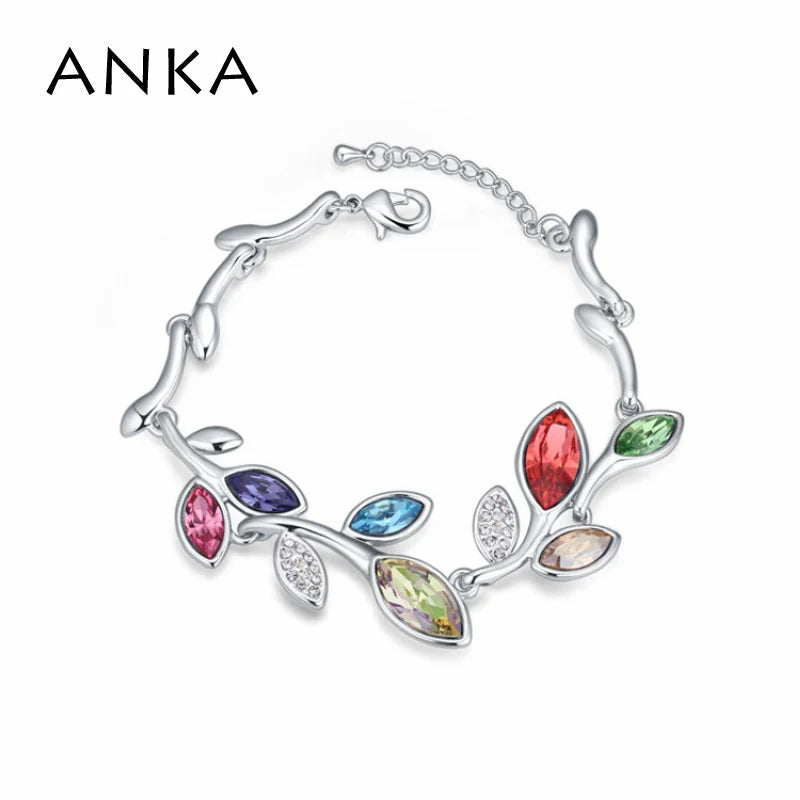 Leaf Crystal Bracelet Colorful For Women Gift Jewelry #112969
