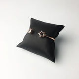 925 Silver Rose Star Round Bracelet Bangle Romantic Jewelry
