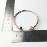 925 Silver Rose Star Round Bracelet Bangle Romantic Jewelry