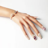 925 Silver Rose Star Round Bracelet Bangle Romantic Jewelry