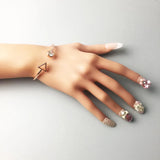 925 Silver Rose Triangle Round Bracelet Bangle Romantic Jewelry For Women