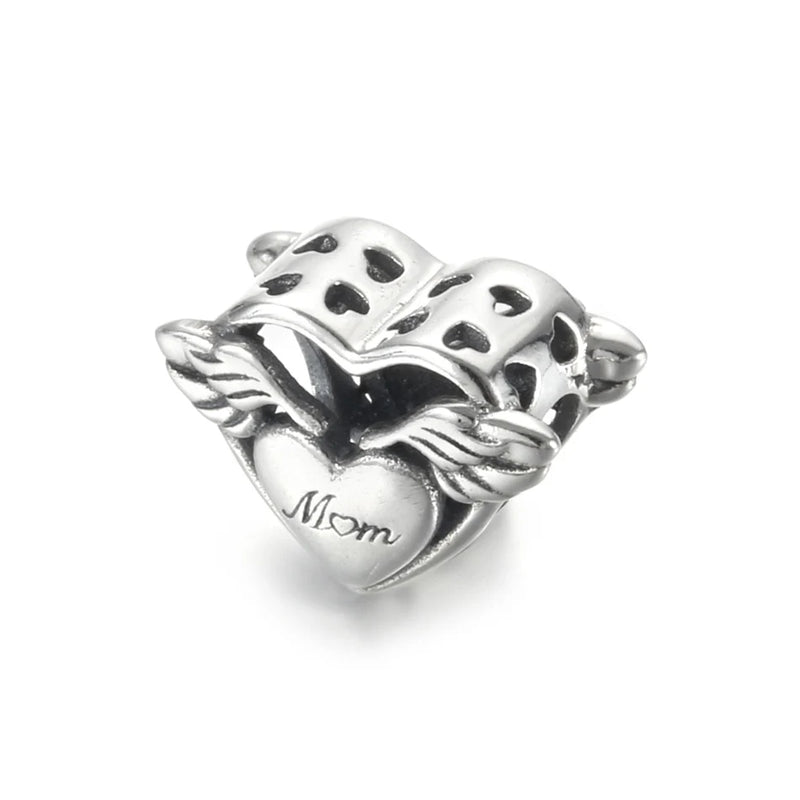 Bead Angel Wing Mum Charm Bracelet Bangle DIY Jewelry