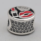 Enamel & Clear CZ Women's Bracelet Bangle Mixed Charm Glamour Kiss Gift