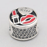 Enamel & Clear CZ Women's Bracelet Bangle Mixed Charm Glamour Kiss Gift