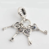 Love Keys Bead Bracelet with Crystal Pendant Charm