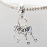 Love Keys Bead Bracelet with Crystal Pendant Charm