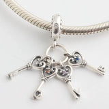 Love Keys Bead Bracelet with Crystal Pendant Charm