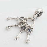 Love Keys Bead Bracelet with Crystal Pendant Charm