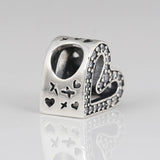 Bead Sparkling Heart Charm Bracelet Bangle
