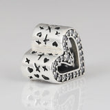 Bead Sparkling Heart Charm Bracelet Bangle