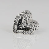 Bead Sparkling Heart Charm Bracelet Bangle