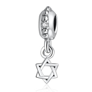 Star Of David Crystal Pendant Charm Bracelet Bangle Women DIY Jewelry