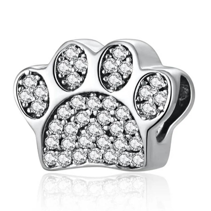 Crystal Charms Dog Paw Print Bracelet Bangle for Women