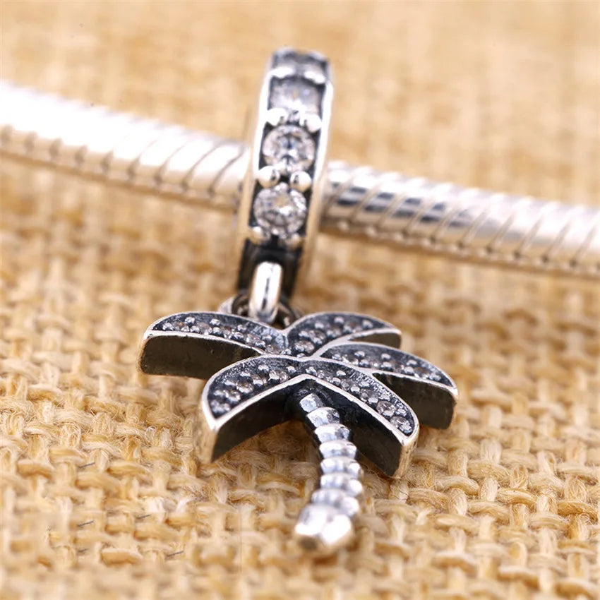 Vintage Palm Tree Crystal Pendant Bead Charm for Bracelet & Bangle DIY