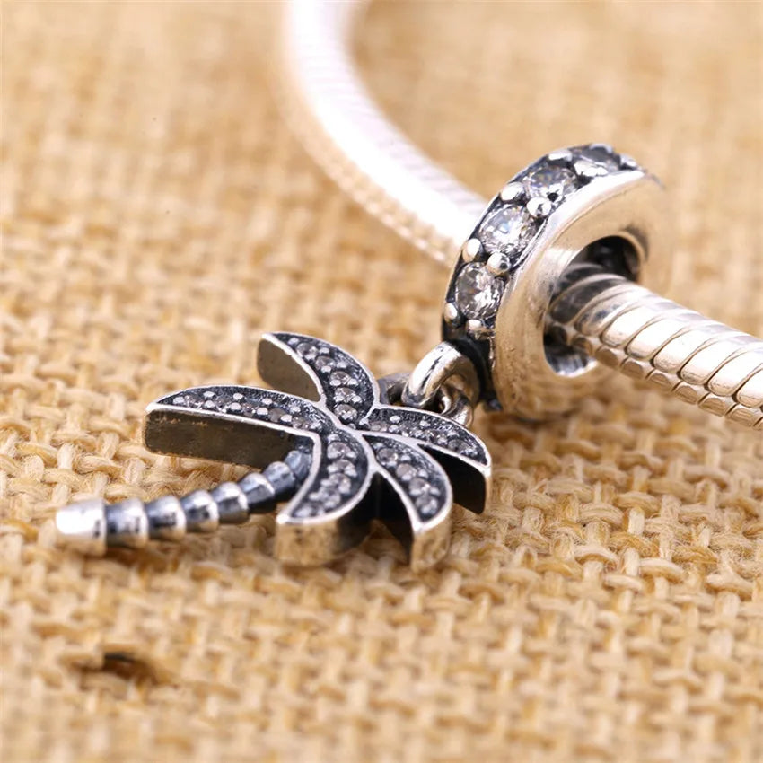 Vintage Palm Tree Crystal Pendant Bead Charm for Bracelet & Bangle DIY